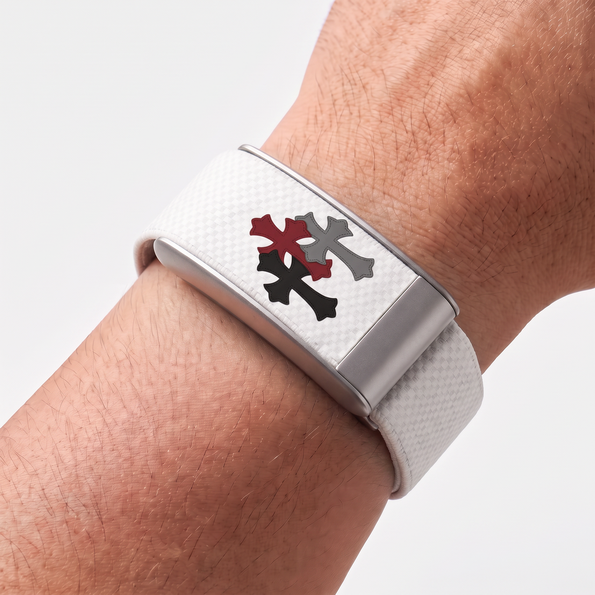 Cross Print Band White